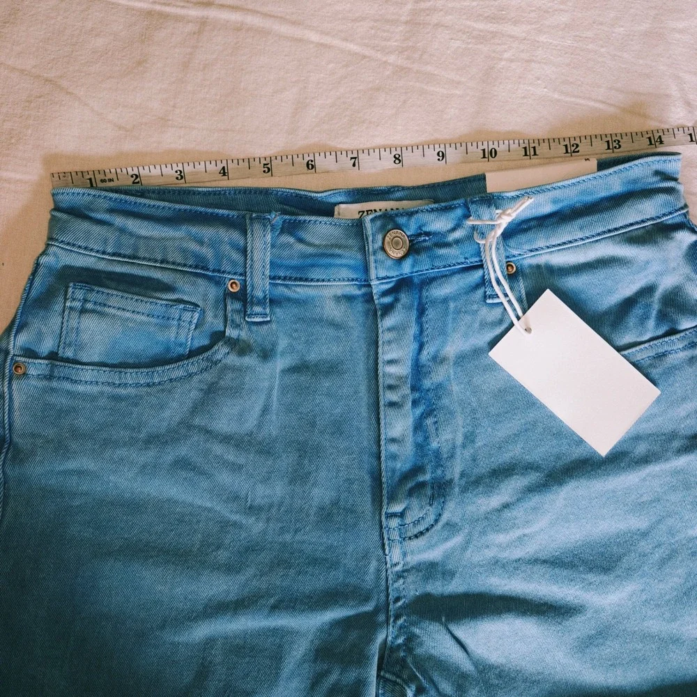 Zenana Acid Wash Dyed Bermuda Distressed‎ Shorts DMP-1892Y Ocean Blue Medium
